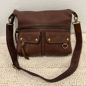 Vintage Fossil Brown Pebbled Leather Bag